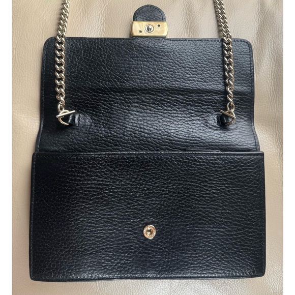 Authentic Gucci Dollar GG Interlocking Black Leather Chain Crossbody Clutch Bag - Picture 5 of 11